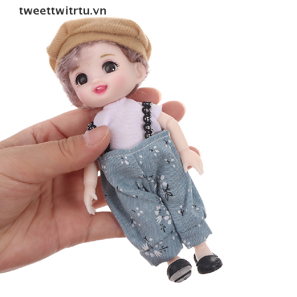 Búp Bê Bé Gái Mini 17Cm Có Khớp Chuyển Động Mắt To 3D 13Cm DIY