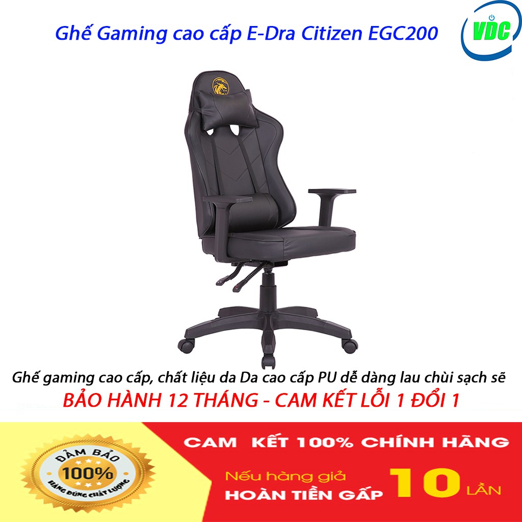 Ghế Gaming cao cấp E-Dra Mars EGC202 - Ghế chơi game cao cấp - Bọc da cao cấp PU dễ dàng lau chùi sạch sẽ - BH 12 tháng