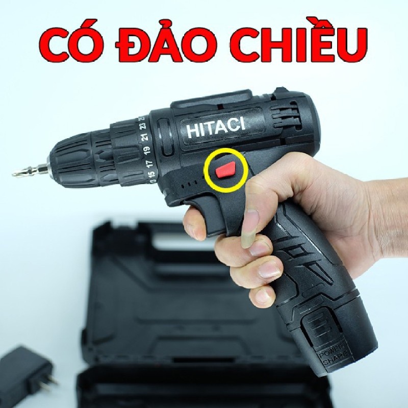 .Máy Khoan Pin Hitachi 36V 3 chức năng, 2 pin- Khoan tường, Bắt Vít Tặng bộ phụ kiện 24 chi tiết.