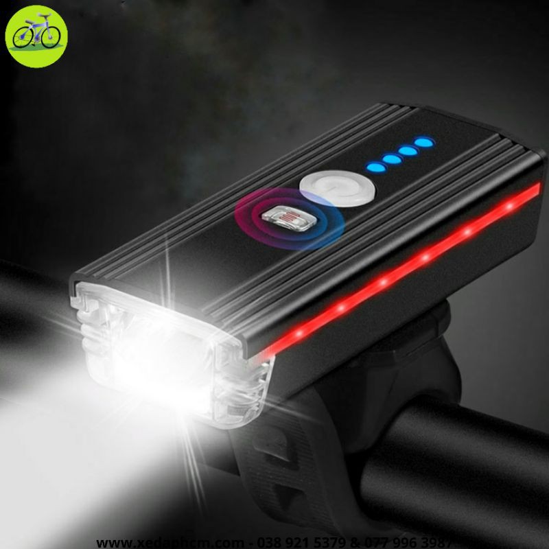 Đèn LED xe đạp sạc USB kết hợp còi