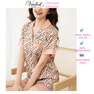 Bộ Đồ Ngủ Nữ Pijama VADESI Quần Đùi Áo Cộc Lụa Cao Cấp Mặc Nhà Họa Tiết Đẹp Thoáng Nhẹ Mát Mềm