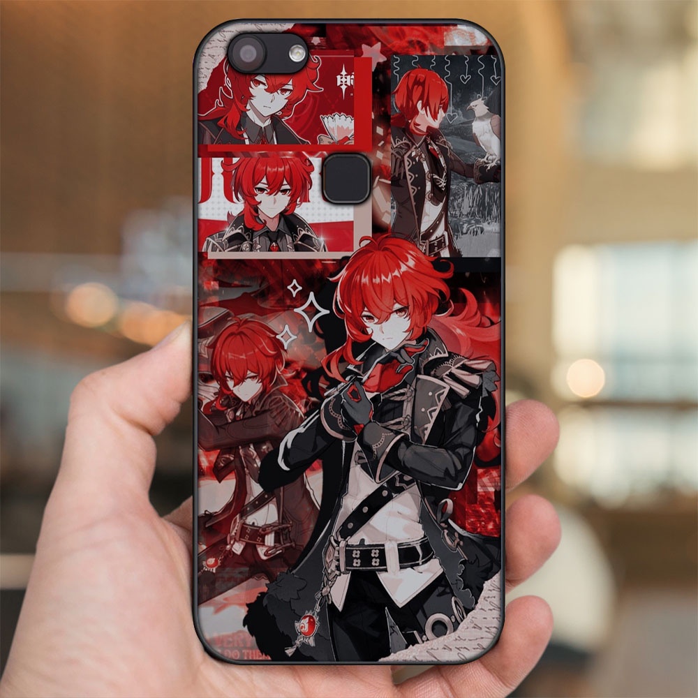 Ốp lưng Vivo V7, V7 Plus viền đen in hình Diluc Genshin Impact