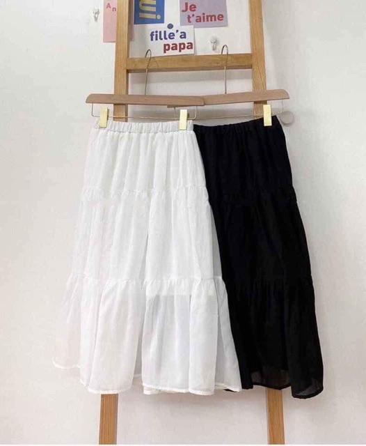 Chân váy voan tầng 2 lớp (ảnh thật/sẵn)