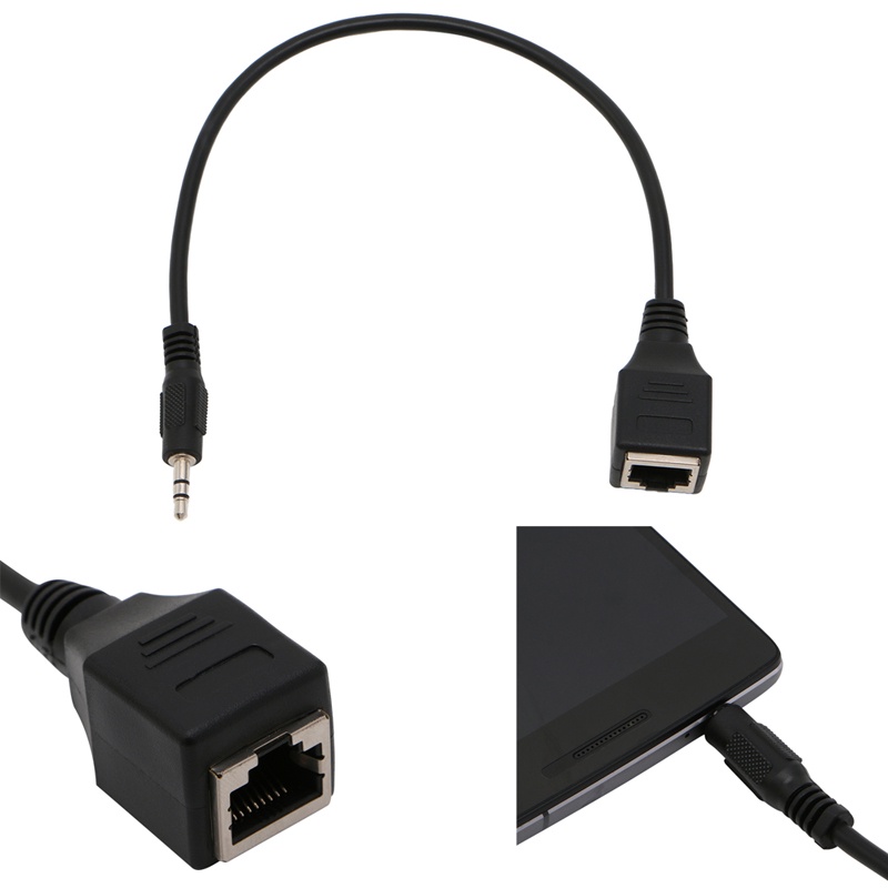 Dây Cáp Nối Cổng 3.5mm Sang RJ45 Ethernet Màu Đen