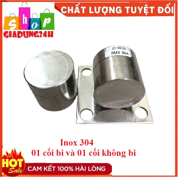 {Inox 304 Ø38,Ø45}Bộ bản lề cối xoay 360º siêu chịu tải - Inox  Ø38,Ø45 - Dùng cho cửa 2 cánh