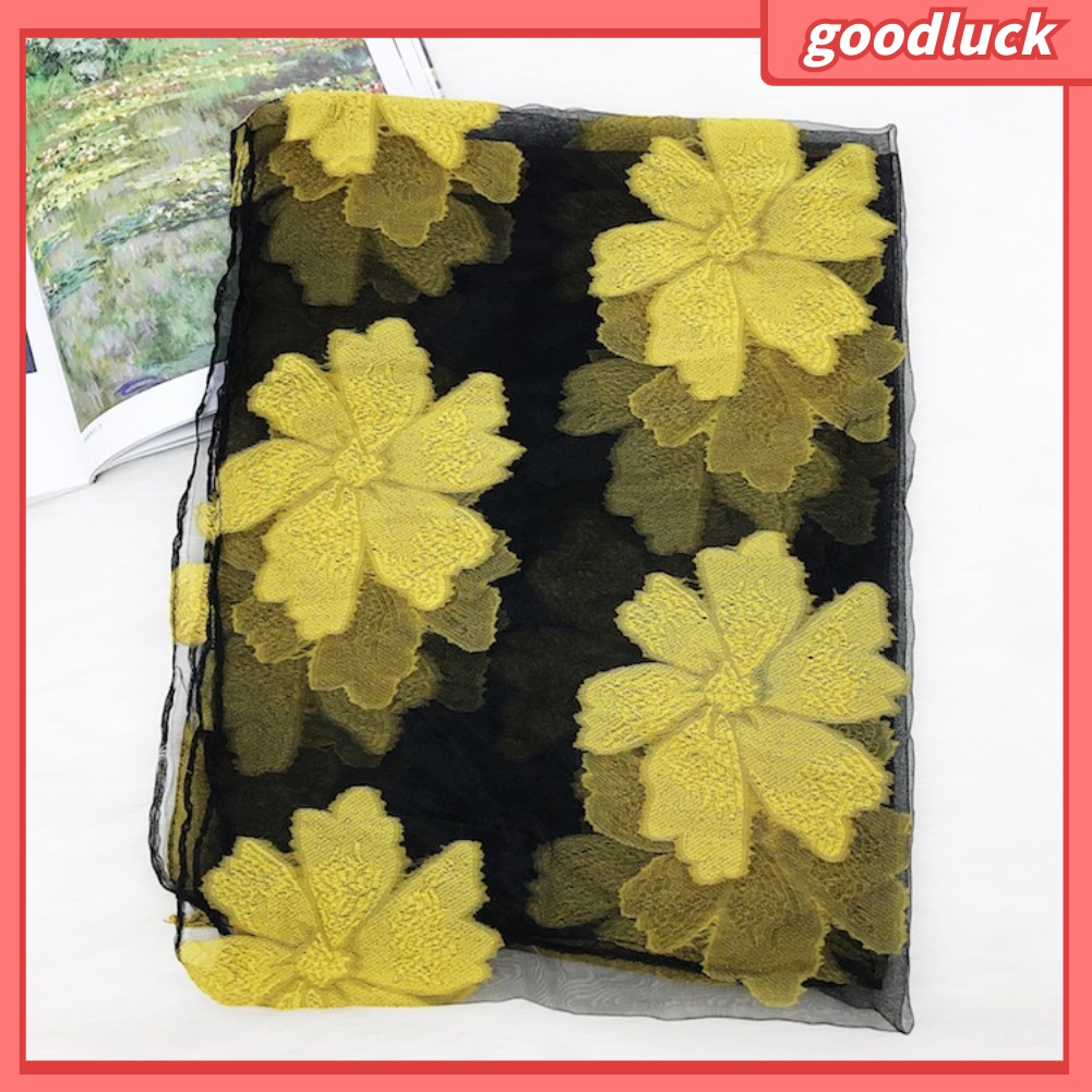 Khăn Choàng Cổ Dài Chống Tia UV Thêu Hoa Dành Cho Nữ