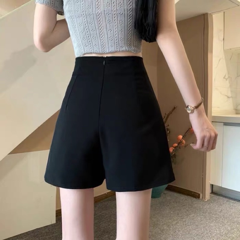 Quần Short Giả Váy Nữ Lưng Cao Phối Nút Dễ Thương - La mode