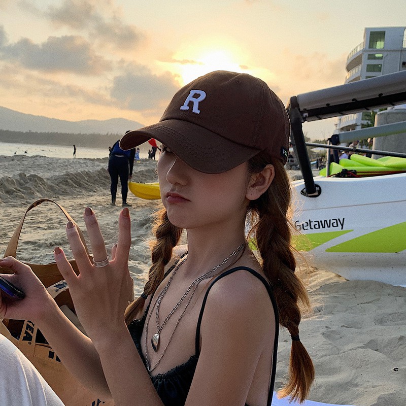 Mũ bóng chày thêu chữ R hợp thời trang