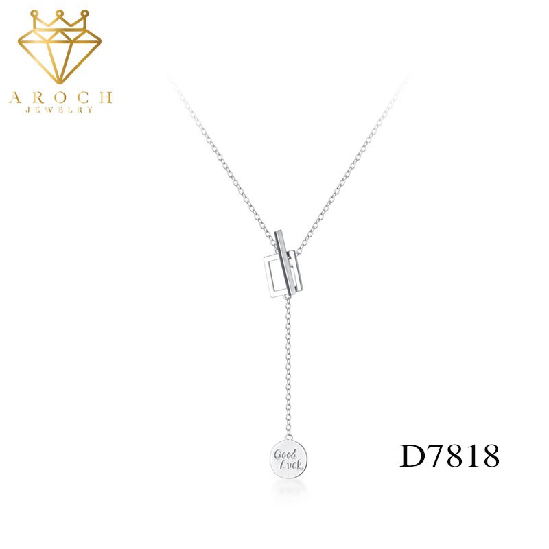 Dây chuyền bạc Ý s925 thả dài khắc chữ Good Luck D7818 - AROCH Jewelry