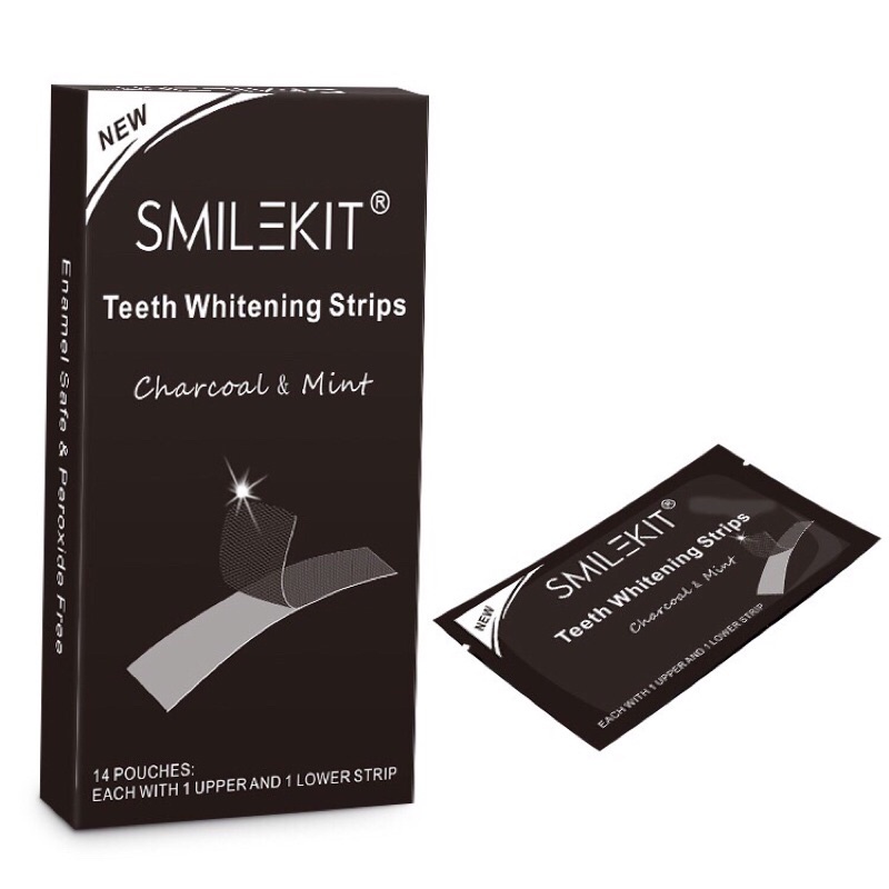 Miếng dán trắng răng - than tre hoạt tính hương bạc hà Smilekit Teeth Whitening Strips