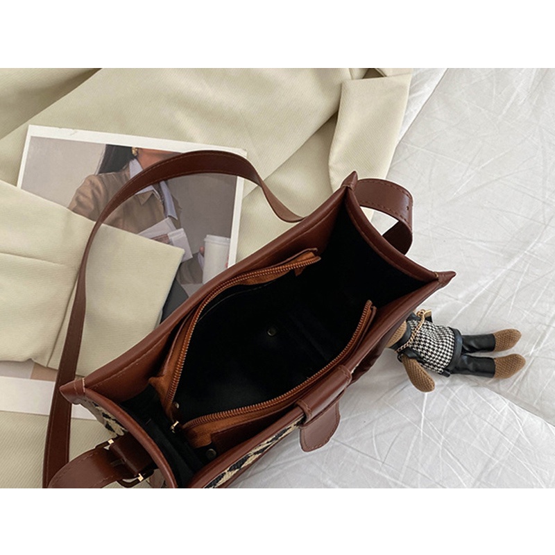 Túi đeo chéo IELGY họa tiết da báo/ răng sói/ caro phong cách cổ điển thời trang cho nữ