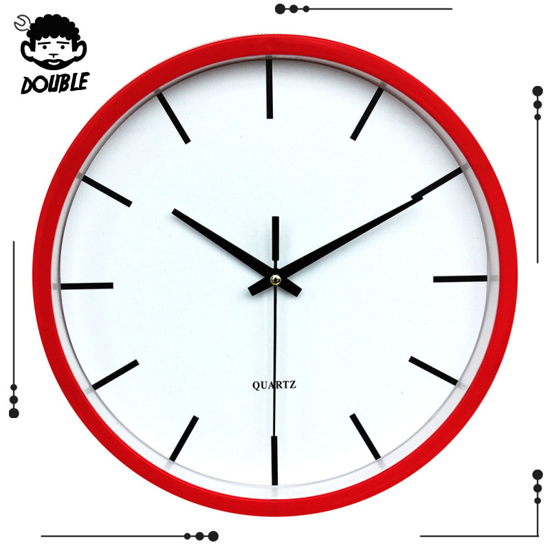 [DOUBLE]Modern Round Clock Wall Clock Time 12H Display Clock Quartz Clock Easy Read