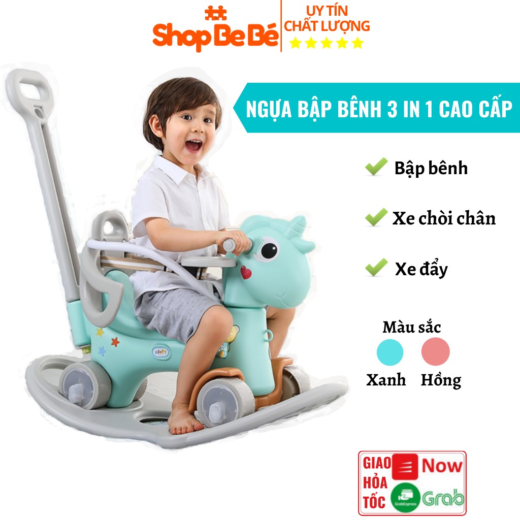 Ngựa bập bênh 3 in 1 đa năng cao cấp cho bé (bập bênh, xe chòi chân, xe đẩy)