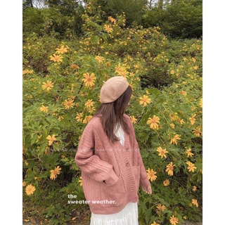 Áo khoác len cardigan áo len dệt kim dày dặn phong cách Hàn