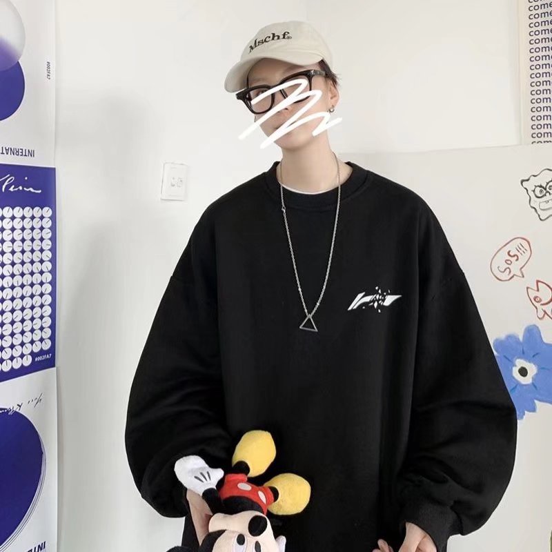 Áo Sweater Mỏng Cổ Tròn Dáng Rộng In Logo Đơn Giản Thời Trang Unisex Size M-8XL