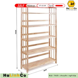 Halinhco- --Kệ Sách Gỗ Cao Su 5 Tầng Dài 80cm