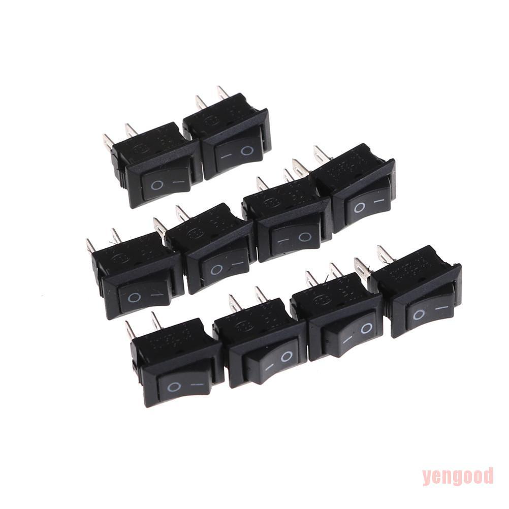 Set 10 công tắc 10x15mm Kcd1-11 250V / 3a 6a 125v Ac 2pes màu đen