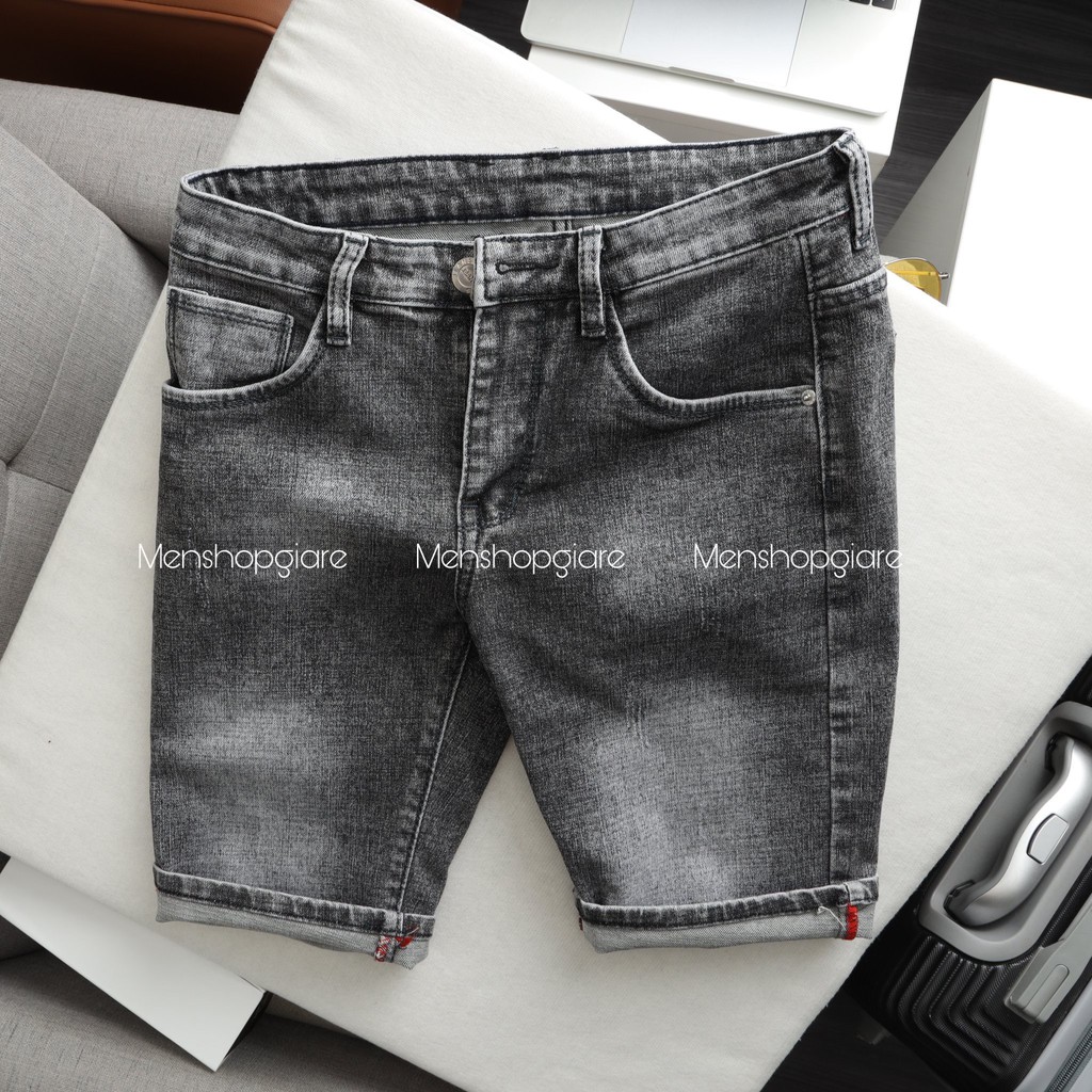 Quần Short Jean Nam - Short Bò Cao Cấp Vải Coton Co Giãn