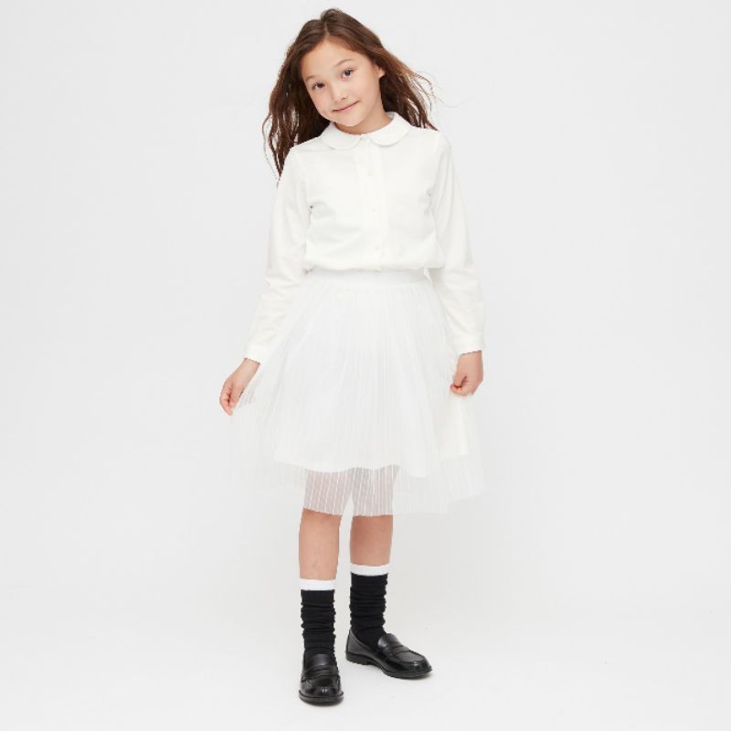 (UNIQLO Nhật chính hãng) Kid - Chân váy midi cạp chun xoè vải tuyn (tulle) 2 lớp