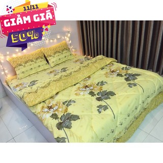 [GIẢM MẠNH] COMBO SÉT 5 MÓN CHĂN PHAO SIÊU NHẸ POLY NHIỀU MẪU - MẪU HOA CÚC VÀNG