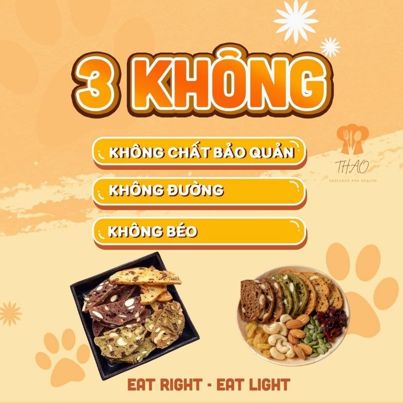 Bánh Biscotti ăn kiêng giảm cân nguyên cám không đường Mix 3 vị