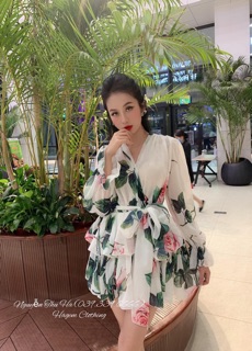 Váy voan hoa xếp tầng (2 màu)