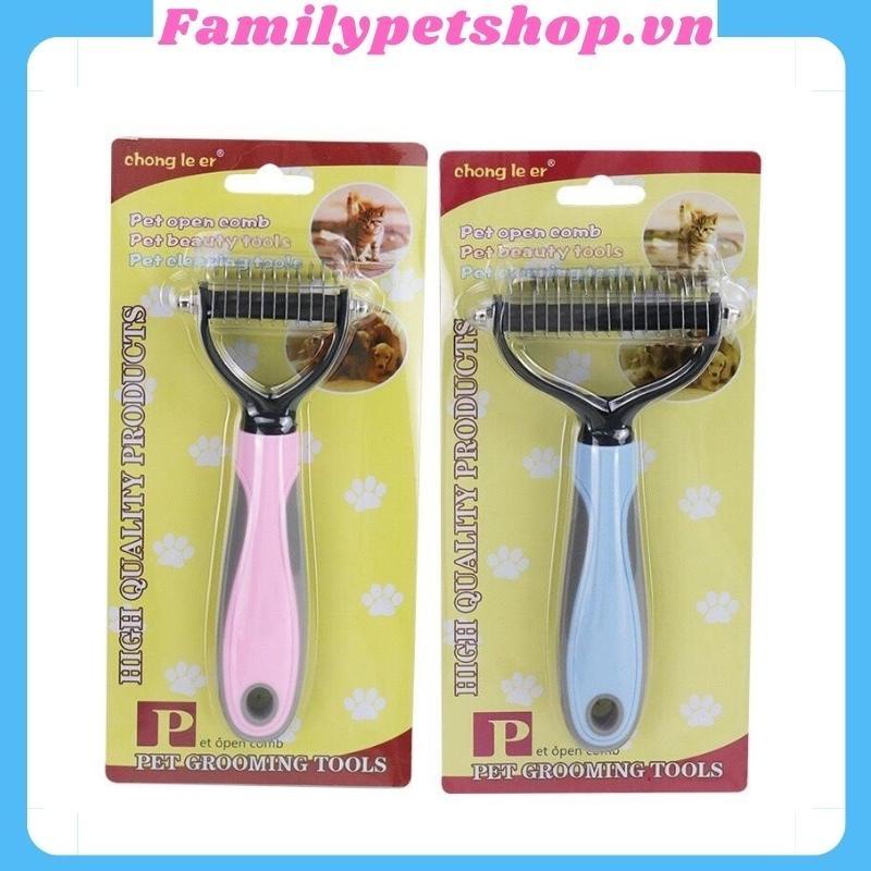 Lược gỡ rối lông cho chó mèo thú cưng-dụng cụ chải lông cho chó mèo hai mặt-familypetshop.vn