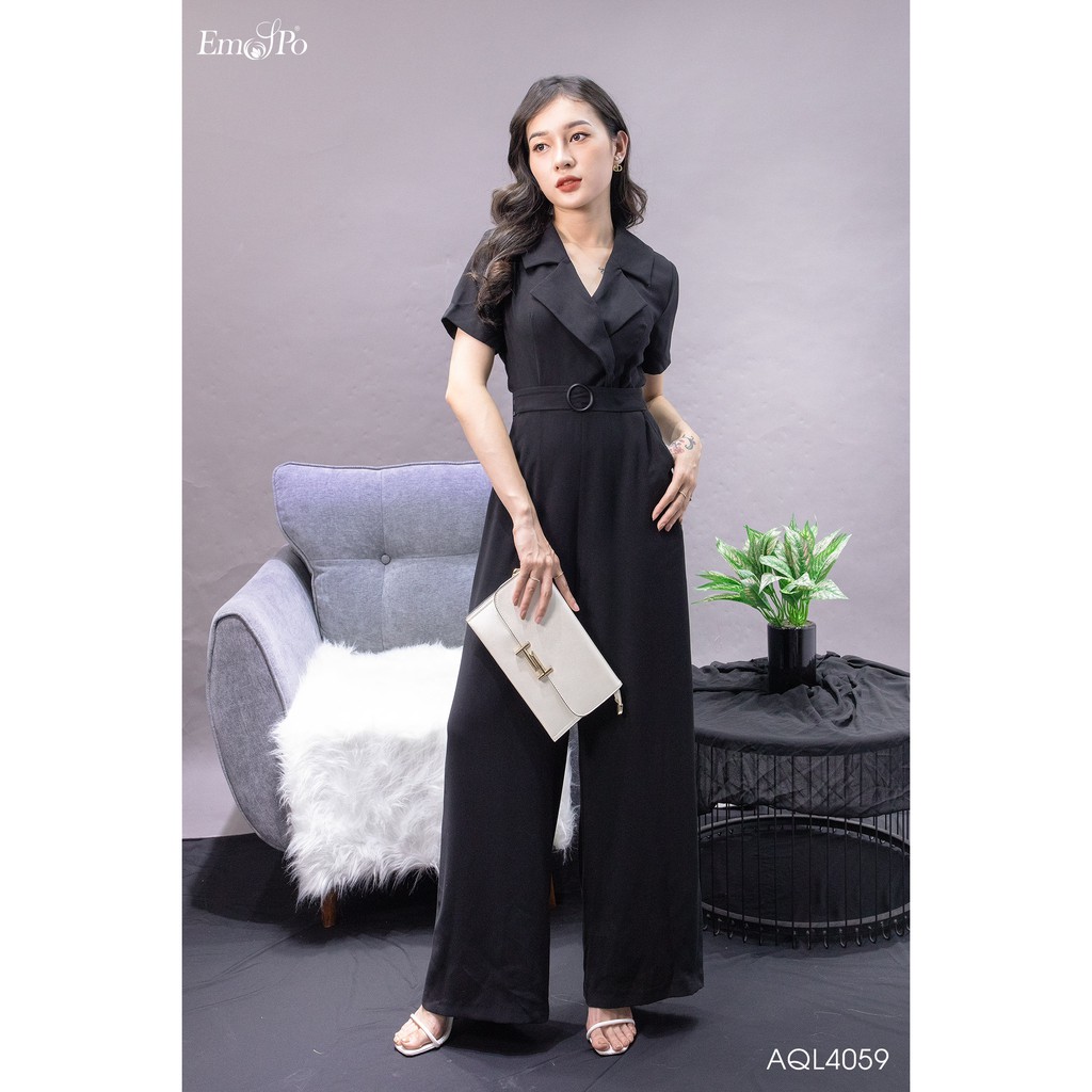 Jumsuit cổ bẻ, túi quần, đai eo rời Emspo AQL4059