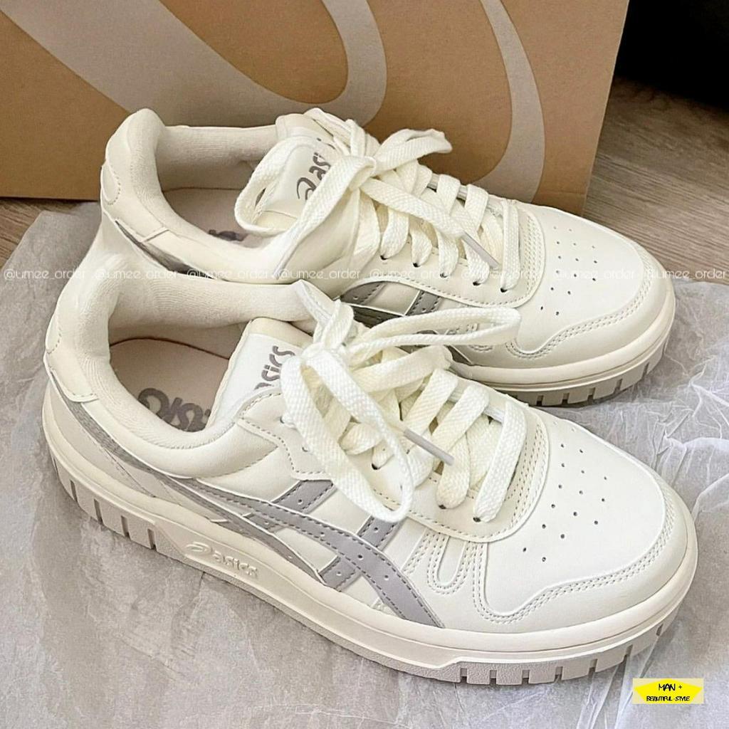 Giày nữ Asics Court màu trắng sữa vạch xám, giày thể thao nữ đi học cho học sinh, sinh viên cực hot 2023