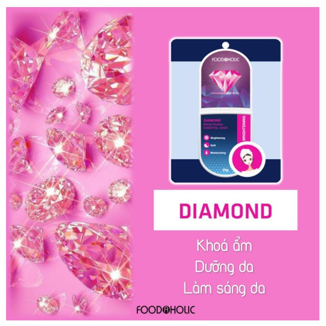 Mặt nạ dưỡng chất kim cương sáng mịn da Foodaholic DIAMOND Brightening Essential Mask 23g