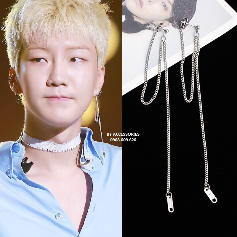 Khuyên tai unisex xích dài Seung Hoon Winner