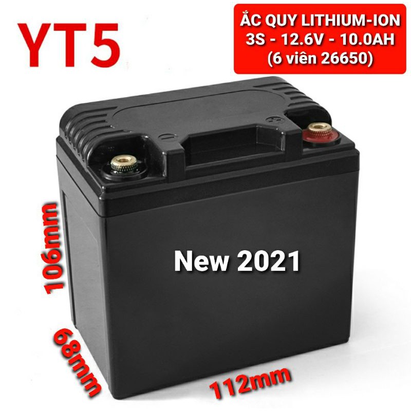 Achun.vn -YT5-ẮC QUY LITHIUM-ION  3S- 12.6V- 10.0AH(6 viên 26650) - Khởi động xe máy