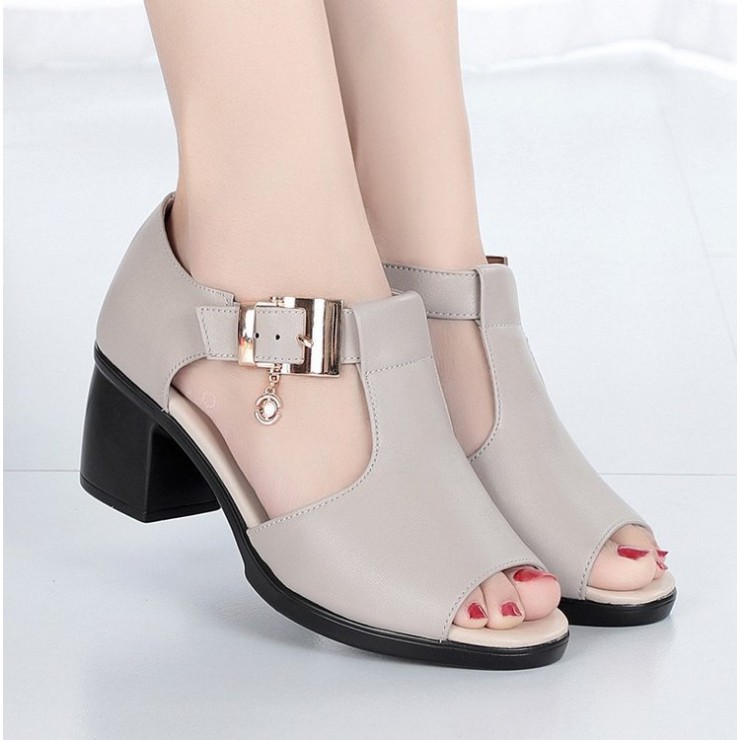 Giày sandal nữ cao gót - da mềm , đế êm Phong Cách Hàn Quốc S115