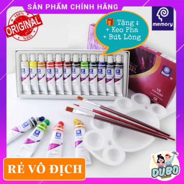 [12 MÀU-CHÍNH HÃNG] Sơn Acrylic-Vẽ áo, vẽ giày, vải, tường, body... không bong phai.