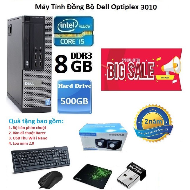 [Mã 229ELSALE hoàn 7% đơn 300K] Máy Tính Đồng Bộ Dell Optiplex 3010 ( Core i5 / 8g / 500g ) - Bảo hành 12 tháng