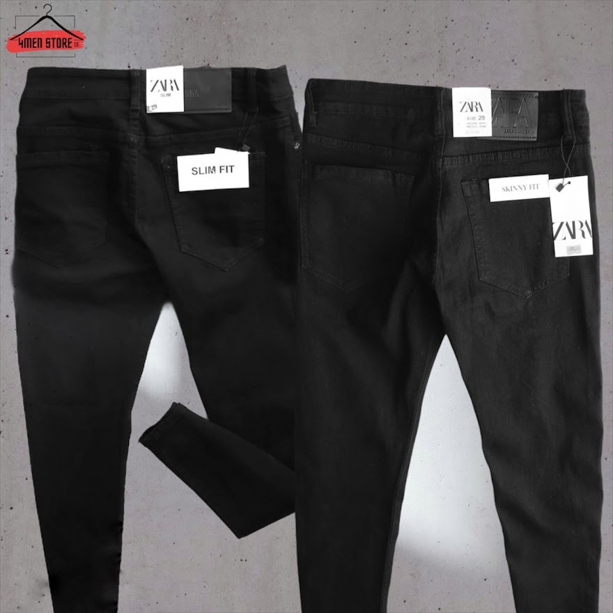 Quần Jean Nam Đen Trơn ZR VNXK Skinny & Slim Fit Ống Côn Co Dãn Tôn Dáng | BigBuy360 - bigbuy360.vn