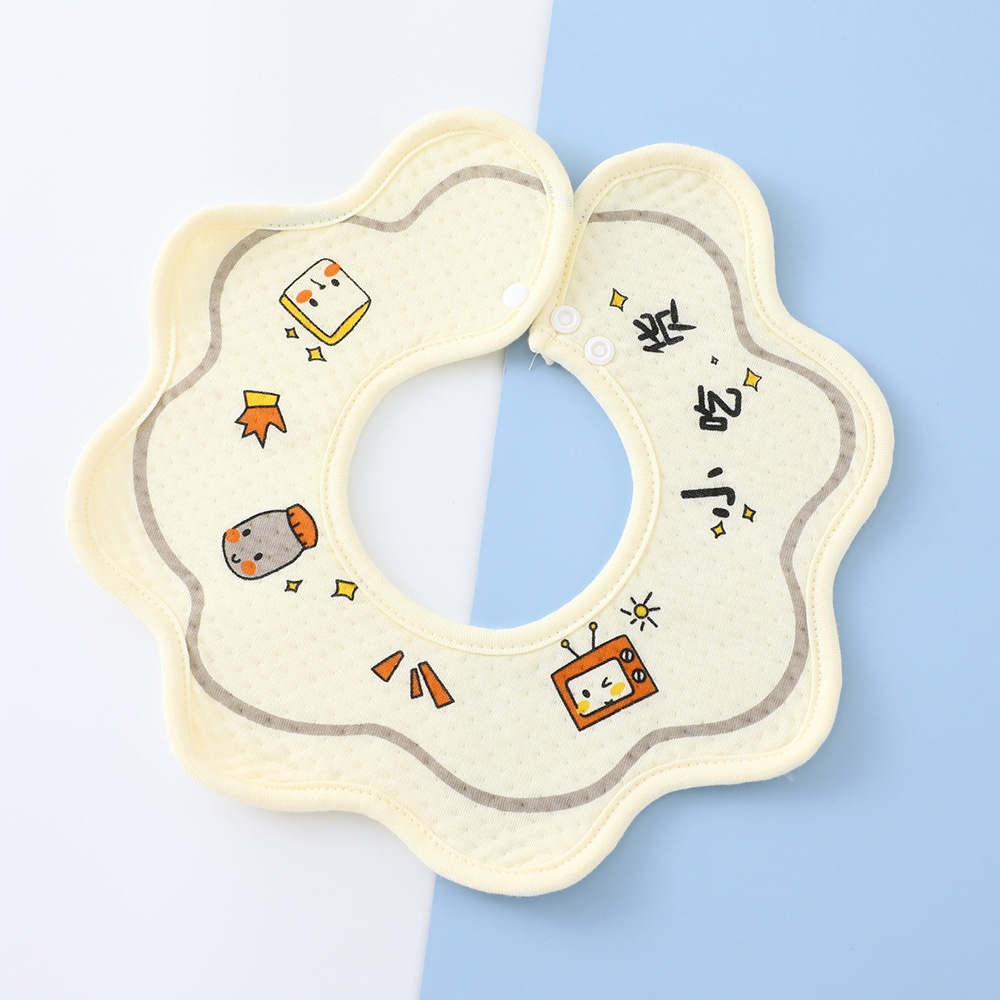 Yếm Ăn Cotton Hình Bông Hoa Xoay 360 Độ Dễ Thương Cho Bé