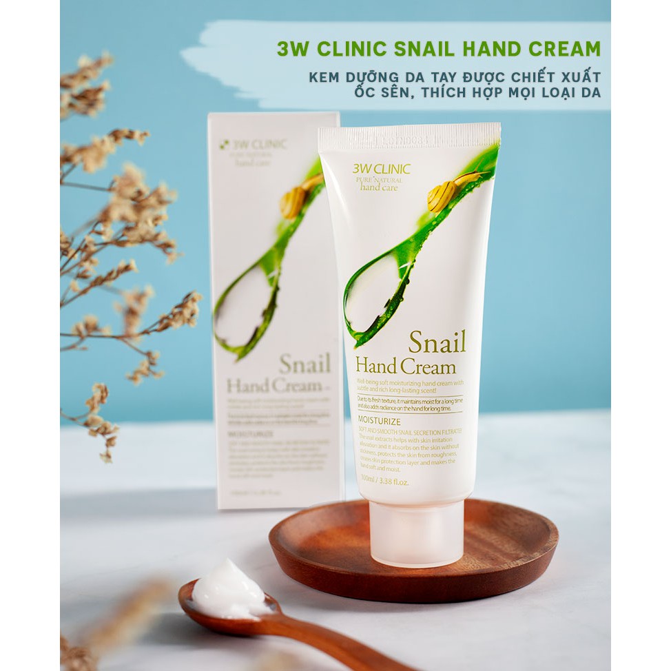 KEM DƯỠNG DA TAY 3WCLINIC SNAIL HANDCREAM  100ML CHIẾT XUẤT ỐC SÊN