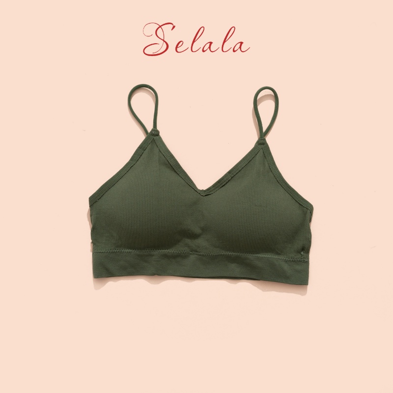 Áo Bra Selala 2 Dây Gân Tăm Cổ V Sexy Vải Mềm Thoải Mái BR25