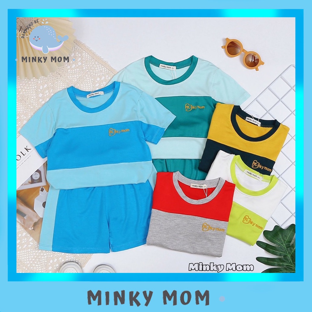Bộ Cộc  Tay Minky Mom Chính Hãng Bé Trai Bé Gái Thun Lạnh Thêu  Cho Bé (8-28kg) MS008