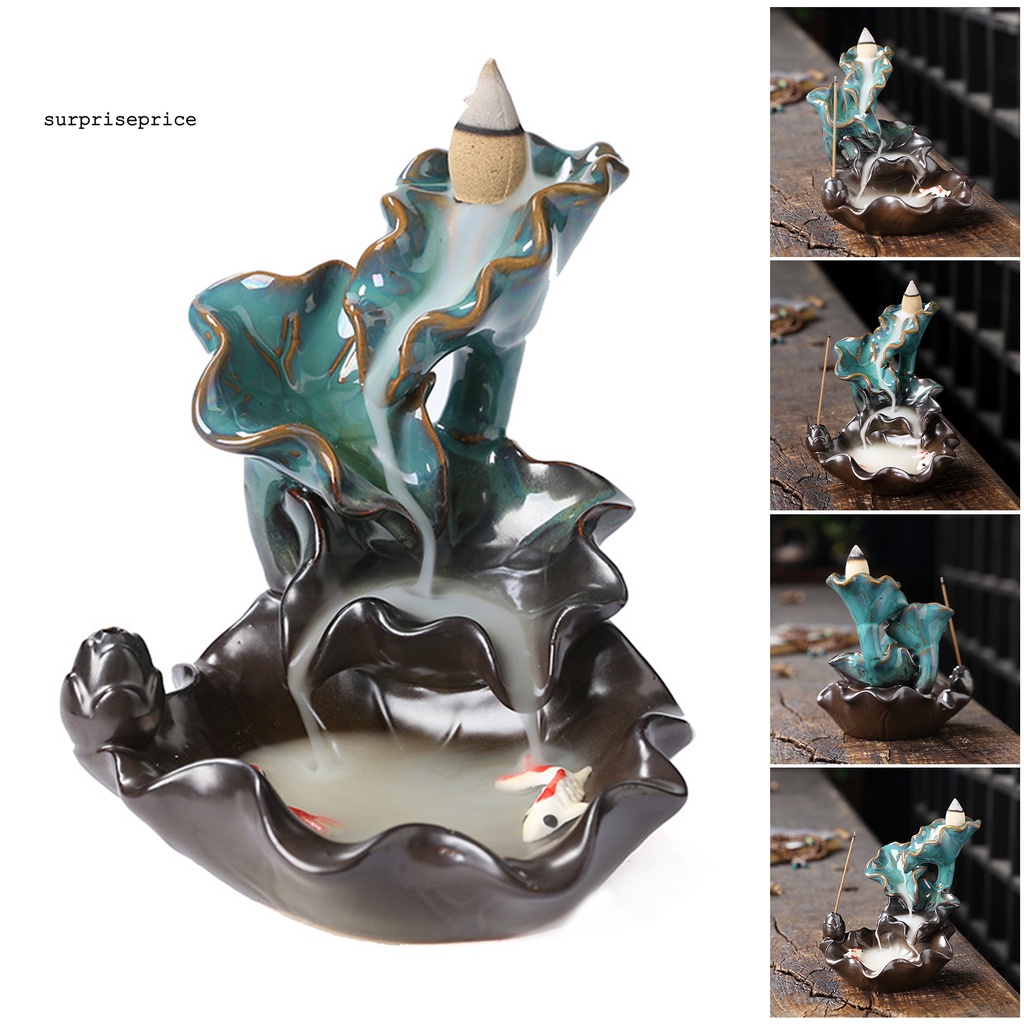 【H】Giá Đỡ Trầm Hương Bằng Gốm Hình Lá Cây Phong Cách Truyền Thống Cổ Điển Hai Chiều Để Bàn