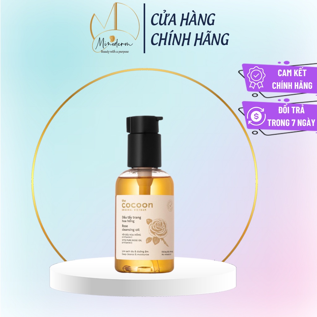 Dầu tẩy trang hoa hồng cocoon 140ml (rose cleansing oil) sạch da, mềm mịn