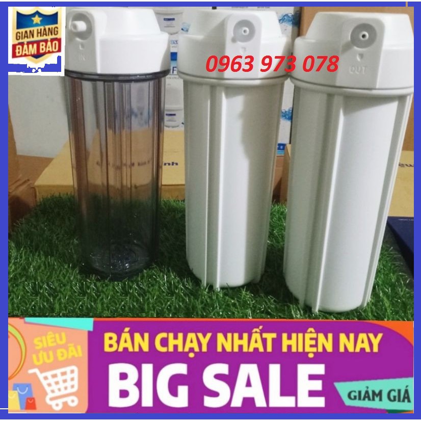 Bộ 3 cốc lọc thô 10in AQUA chính hãng, có giá đỡ và tay vặn