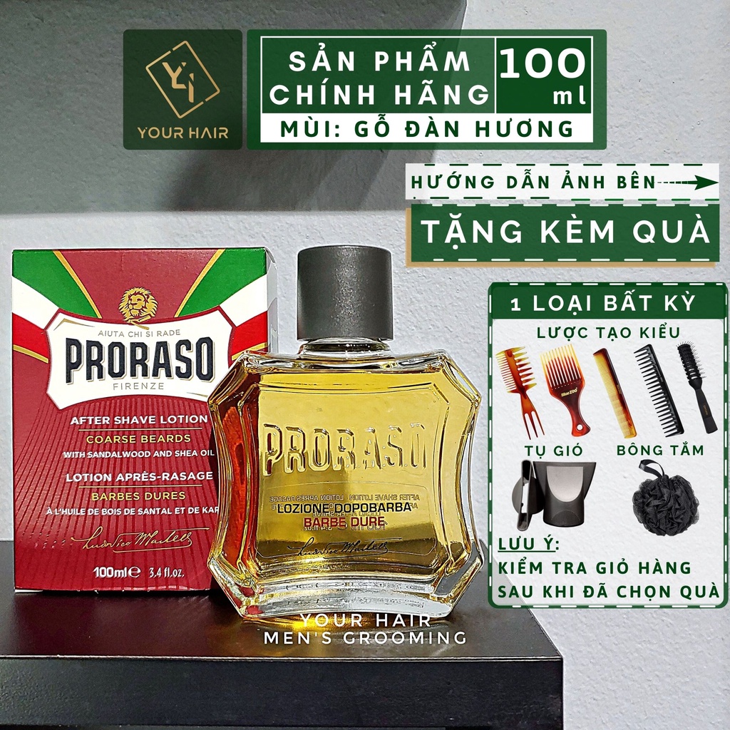 Dưỡng da sau cạo cho râu dày cứng Proraso After Shave Lotion Nourishing - 100ml | Mùi Gỗ đàn hương | Aftershave