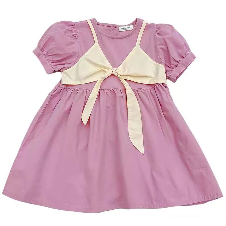 Đầm Công Chúa Tay Phồng Giả Hai Mảnh Thời Trang Mùa Hè Mới Cho Bé Gái 8s09