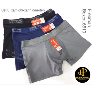 [FREEMAN BOXER] SET 3 QUẦN BOXER THUN LẠNH PHỐI LƯỚI 2 LỚP