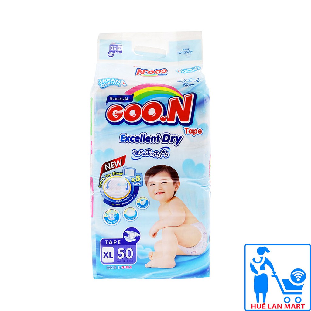 [CHÍNH HÃNG] Bỉm - Tã Dán GOO.N Renew Slim Size XL50 (Cho bé 12-20 kg)