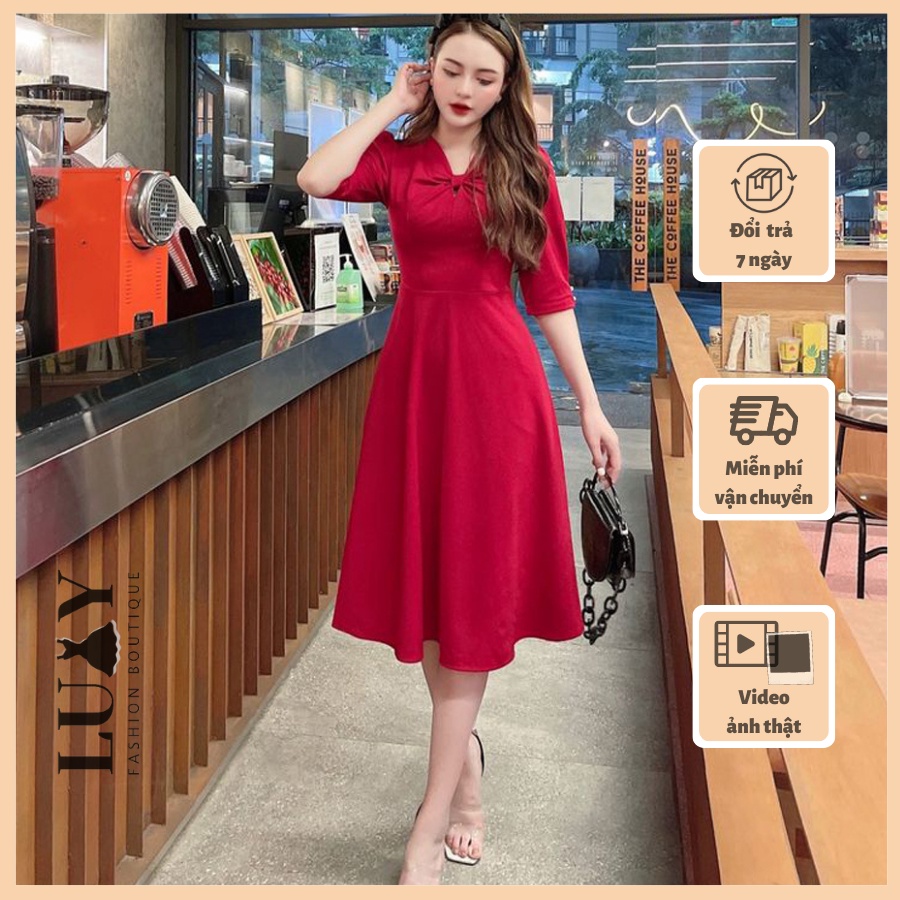 Đầm váy công sở Luxy V67 dáng xoè,chất liệu cao cấp co giãn tốt, mềm mại, thanh thoát