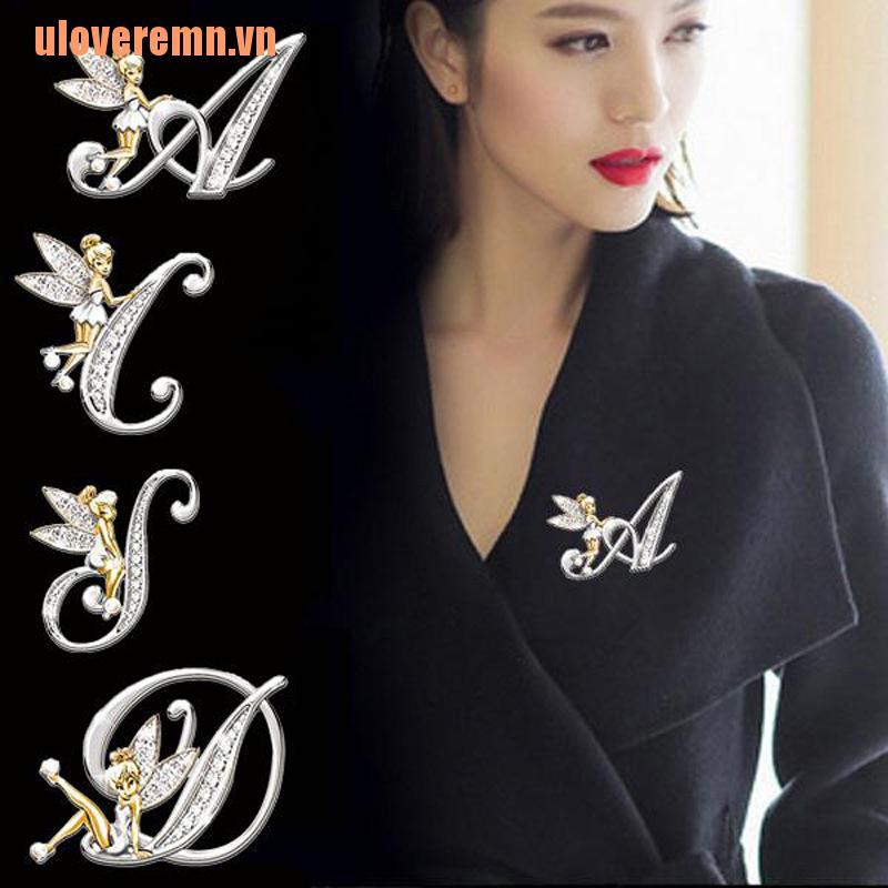 Ghim cài áo dạng chữ đính đá phối elf độc đáo xinh xắn