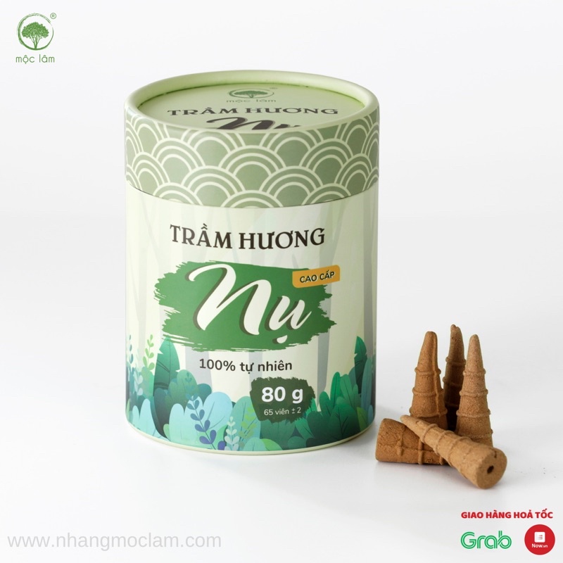 [80g] Nhang Nụ Trầm Hương MỘC LÂM, 65 Viên, Nhang Trầm Nụ Khói Ngược Cao Cấp Xông Nhà Thanh Tẩy